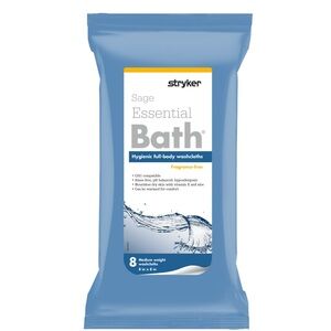 Lot Of 4 Packs Stryker Sage Bath Frag. Free Hygienic Full-Body Washcloths 8 ct